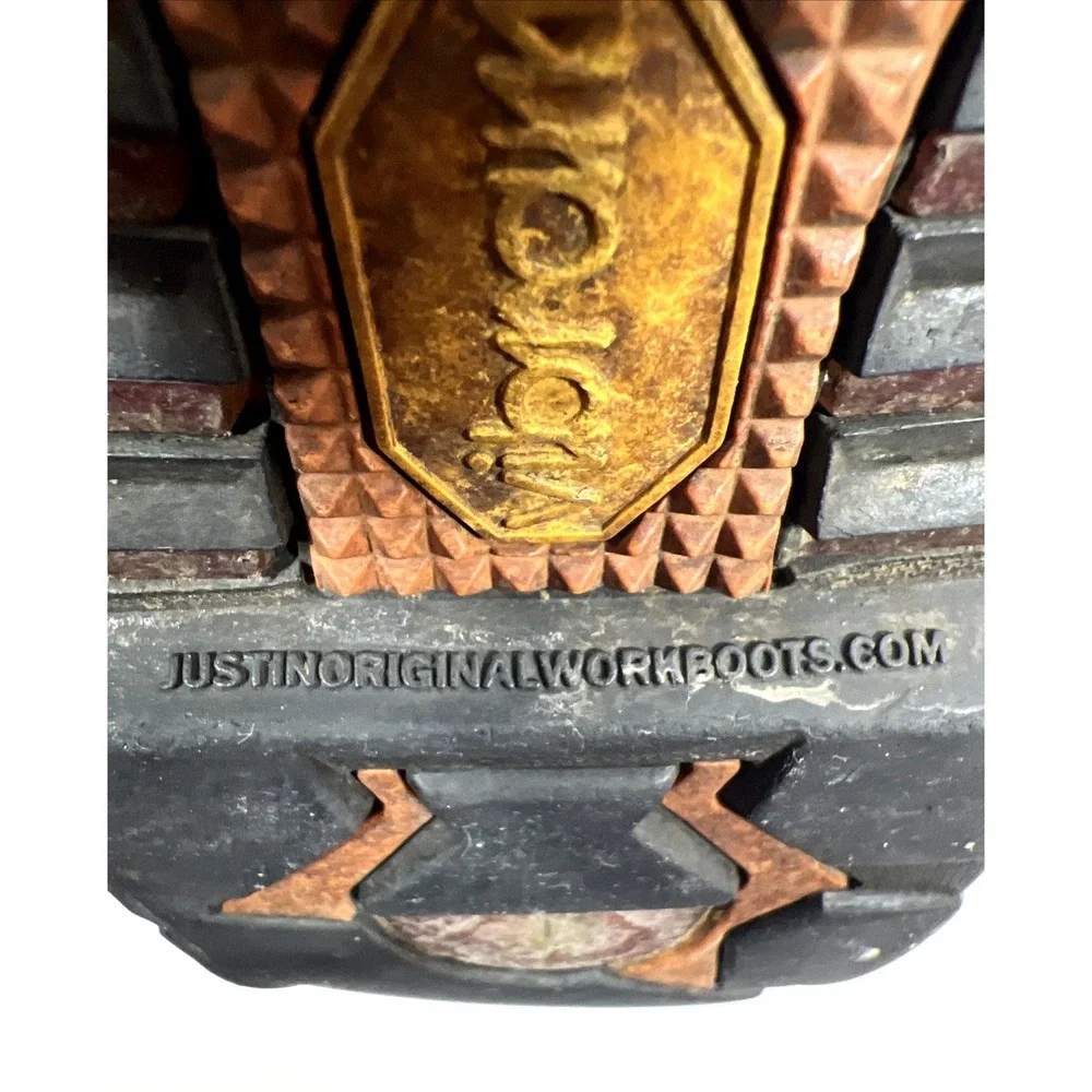 Justin Men's Warhawk Nano Toe Chestnut Leather Vibram Safety Workboot Size 8D‎